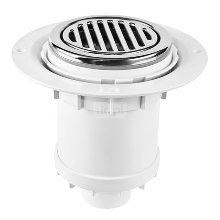 Wpust podłogowy wykonany z ABS z odpływem 50mm, czyszczony od góry z kratką ze stali nierdzewnej125mm 