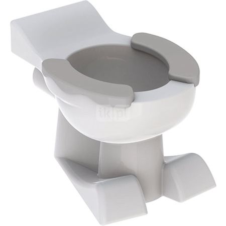 Stojąca miska WC Geberit Bambini, ceramiczna muszla toaletowa, dekoracyjne nóżki, z nakładkami na sedes dla dziecka