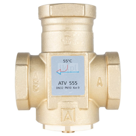 Zawór temperaturowy ATV 555, DN32, Rp1 1/4", kvs 9, 55°C
