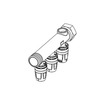 TECElpgo - rozdzielacz instalacji sanitarnej DN 16 z mosiądzu DR, trzysekcyjny z możliwością rozbudowy, korpus z mosiądzu DR 3/4 z wyjściem na odpowietrznik 3/8 3 sekcyjny
