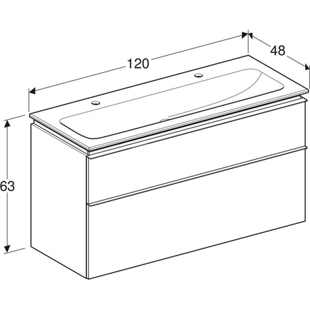 Zestaw: umywalka meblowa iCon slim, z szafką pod umywalkę, dwoma szufladami i zestawem odpływowo-przelewowym do umywalki: 120cm, lava / lakierowany matowy, lava / matowy