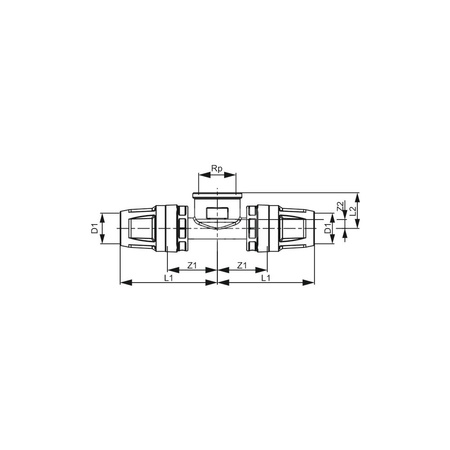TECElogo - Trójnik 90st. z GW z mosiądzu standard 20 x 1/2 GW x 20 mm