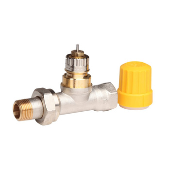 Zawór grzejnikowy termostatyczny DANFOSS, Prosty z nastawą wstępną (Bez ograniczenia skoku), 3/8 cala (10), Niklowanie - Biały