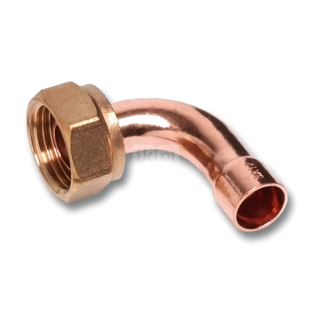 Łuk 90' SANHA 5002G Miedź 18 mm x 1/2'' (LW x Nakrętka złącza)