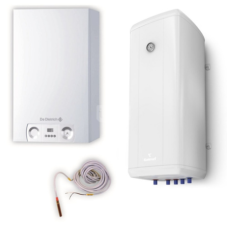 Pakiet - Kocioł gazowy jednofunkcyjny DE DIETRICH MCX 24 Plus kondensacyjny wiszący 6.3 - 25.0kW + Wymiennik Vulcan 140 l wiszący + Czujnik c.w.u.