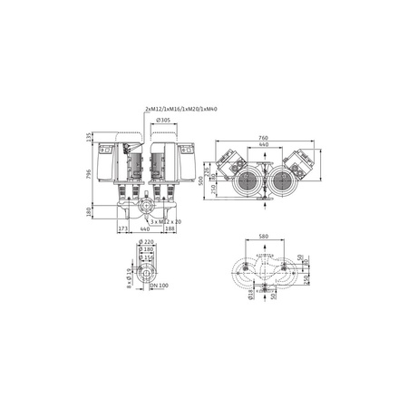 Pompa obiegowa WILO CronoTwin-DL-E typu in-line z silnikiem znormalizowanym 50/60 Hz 2900obr/min