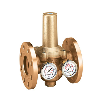 Regulator ciśnienia z wymiennym wkładem z dwoma manometrami. Przyłącza kołnierzowe DN 65