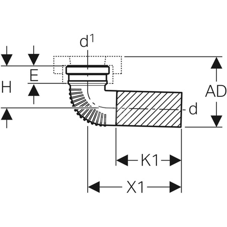 Przyłącze dachowe Geberit poziome d90 z izolacją i kielichem