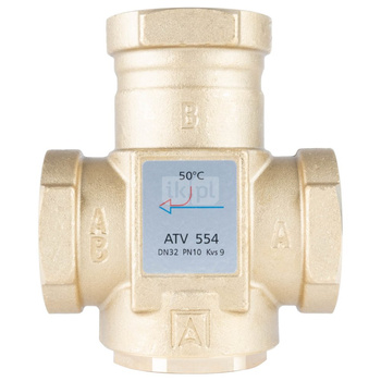 Zawór temperaturowy ATV 554, DN32, Rp1 1/4", kvs 9, 50°C