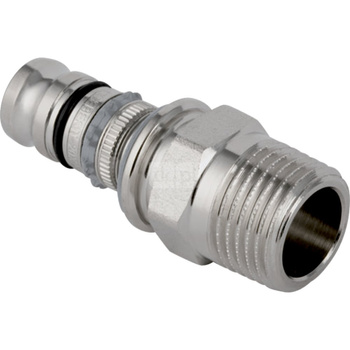 Złączka  GEBERIT  Mepla przejściowa z gwintem zewn. niklowana  Mosiądz Nikiel x Mosiądz 20mm  x 3/4'' (Końcówka wciskowa x Gwint zewnętrzny gazowy stożkowy)