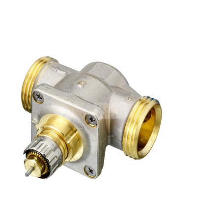 Zawór grzejnikowy termostatyczny DANFOSS, Prosty z nastawą wstępną (Bez ograniczenia skoku), 3/4 cala (20), Niklowanie - Biały