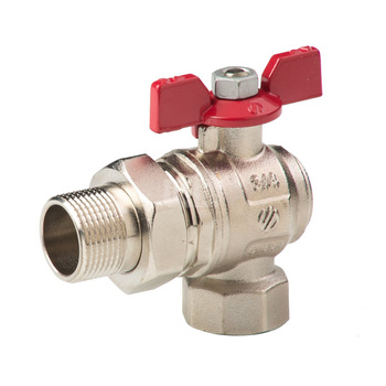 SENA VA30 zawór kulowy, kątowy, 1/2 GW x 3/4 GZ, z półśrubunkiem 1/2, uchwyt motylkowy