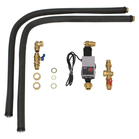 Połączenie hydrauliczne VIH z kotłem VKK ecoVIT exclusiv. Zawiera pompę ładującą zasobnik, zawory odcinające, zawór zwrotny, izo