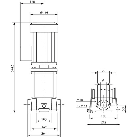 Wysokociśnieniowa pionowa pompa do wody Wilo-MVIL 510-16/E/3-400-50-2/IE3