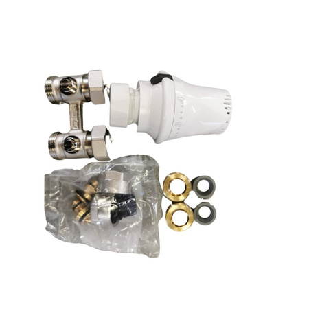 SET INSTALACYJNY (GŁOWICA TER. TC – S4  ZACISK, DWURUROWY BLOK KURKÓW PROSTY MD1/50, NYPLE 1/2" x 3/4", KOMPLET ZŁĄCZA A3 - 16 x