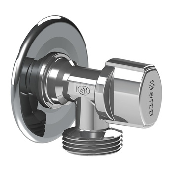 L94 zawór kątowy, pralkowy, 1/2 GZ x 3/4 GZ, z rozetą, uchwyt NOVA z ABS