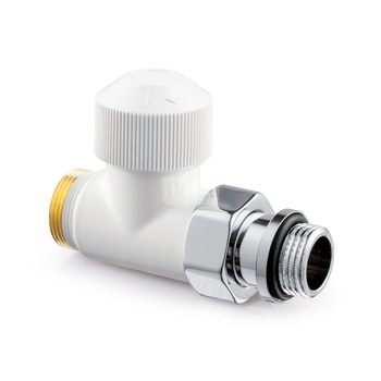 Zawór termostat. Thera Design, biały, prosty, 1/2", konieczne złączki FEM24C/FEM24P/FEM24M