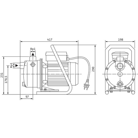 Pompa do zaopatrzenia w wodę Wilo-Jet WJ 204-EM samozasysająca do tłoczenia wody ze studni, napełniania, opróżniania, przetłaczania, nawadniania, zraszania. Wirniki i korpusy ze stali nierdzewnej, cicha praca. Wersja z uchwytem transportowym.