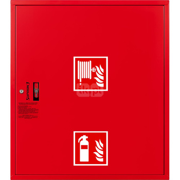 Hydrant DN25 zawieszany z miejscem na gaśnicę pod zwijadłem, wąż 30m, zamek patent, RAL 3000