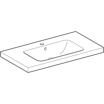 Umywalka iCon Light z powierzchnią odkładczą 90 cm, z otworem na środku, z przelewem,