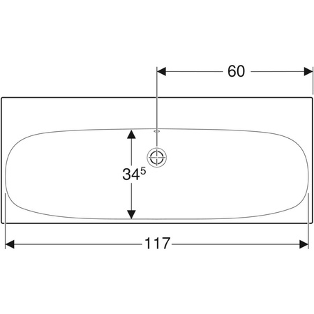 Umywalka Acanto B120cm, bez otworu, z przelewem