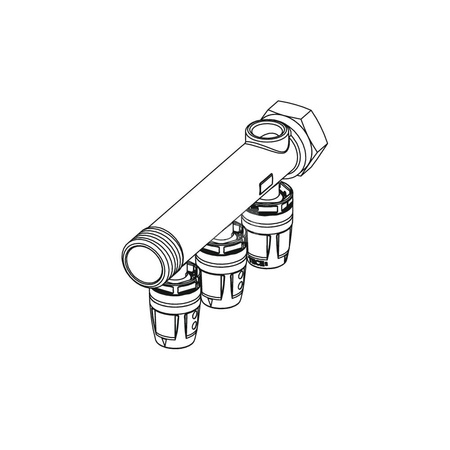 TECElpgo - rozdzielacz instalacji sanitarnej DN 16 z mosiądzu DR, trzysekcyjny z możliwością rozbudowy, korpus z mosiądzu DR 3/4 z wyjściem na odpowietrznik 3/8 3 sekcyjny