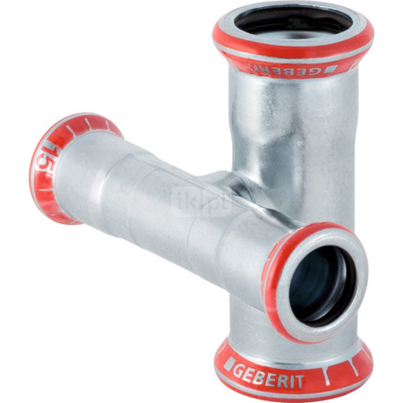 Złącze czwórnik GEBERIT  Mapress C-Stahl  22mm x 15mm x 22mm x 15mm  (DN 20 x DN 12 x DN 20 x DN 12)