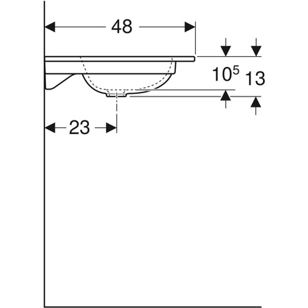 Umywalka iCon meblowa 60 cm, z otworem na środku, bez przelewu,