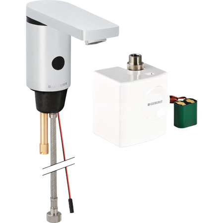 Elektroniczna bateria umywalkowa Geberit Typ 186 bez mieszacza, zasilanie generatorowe, chrom