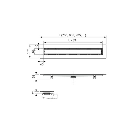 TECEdrainline - Rynna prosta do kamienia naturalnego 1000 mm