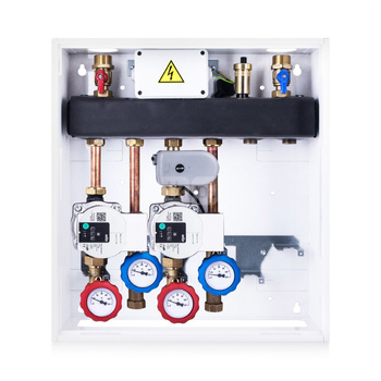 Grupa pompowa VITZONE 120 - 1 bezpośredni pompowy obieg grzewczy, bez podmieszania + 1 obieg grzewczy z zaworem 3-drogowym mieszającym i siłownikiem