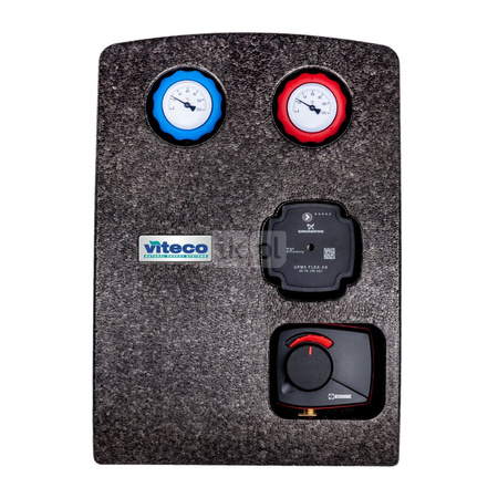 Grupa pompowa do c.o. Viteco ENBOX MIX 3D PREMIUM z siłownikiem - DN 25 (z pompą elektroniczną Grundfos UPM3 FLEX AS 25-70 130 i 3-drogowym zaworem mieszającym ESBE z płynnie regulowanym by-passem, z siłownikiem 3-punktowym ARA 600)