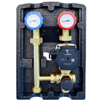 Grupa pompowa do c.o. Viteco ENBOX 4D - DN 25 (z pompą elektroniczną Grundfos UPM3 FLEX AS 25-70 130 i 4-drogowym zaworem mieszającym ESBE VRB 142 z płynnie regulowanym by-passem, z siłownikiem 3-punktowym ARA 600)