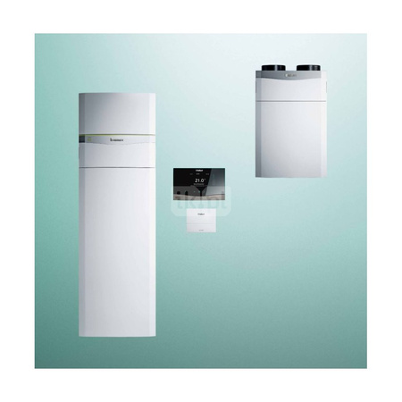 Pakiet systemowy OZE - Pompa ciepła gruntowa solanka-woda VAILLANT VWF 58/4 flexoCOMPACT 11.2kW 400V + Rekuperator recoVAIR VAR 360/4 + Regulator sensoCOMFORT VRC 720 + Moduł kaskadowy VR 32/3 + Moduł chłodzenia pasywnego VWZ NC 11/4