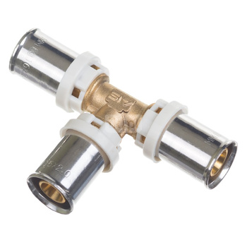 Trójnik QIK XPRT zaprasowywany Mosiądz (20mm x 20mm x 20mm) (ZZ x ZZ x ZZ)