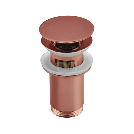 SPPMWK07OP Z-r spust.mos. G11/4 do umywalki z przelew.wysoki,z koszem przycisk duży okrągły płaski różowe złoto