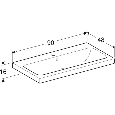 Umywalka iCon Light 90 cm, z otworem na środku, z przelewem,