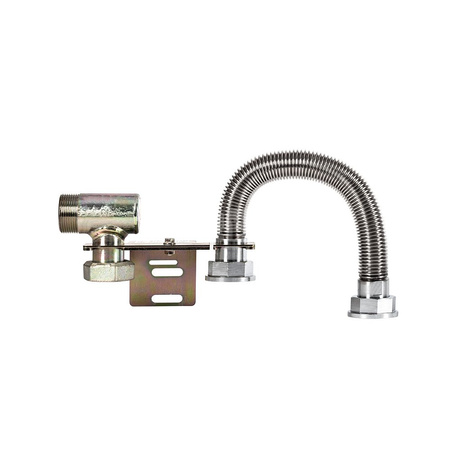 Monozłącze pod gazomierz G4/G6 130mm, GZ 5/4" x rura elastyczna ze śrubunkiem 5/4"