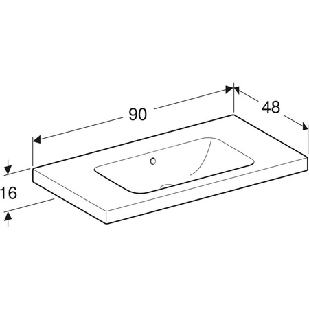 Umywalka iCon Light z powierzchnią odkładczą 90 cm, bez otworu, z przelewem,