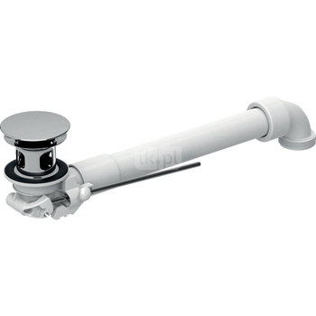 Zawór zestawu odpływowego Geberit model oszczędzający przestrzeń, z korkiem zaworu zewnętrznego uruchamianym za pomocą dźwigni