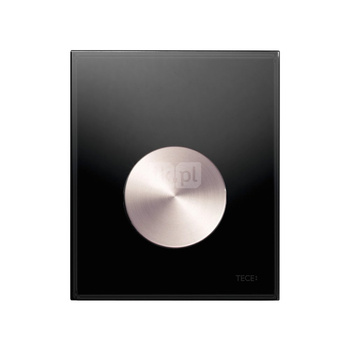 TECEloop - przycisk spłukujący ze szkła do pisuaru, szkło czarne, przycisk - efekt optyczny stali nierdzewnej szczotkowanej "anti-fingerprint"