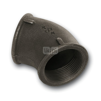 Kolano 45' SANHA 120# Żeliwo 1/2'' x 1/2'' (GW x GW) - Czarny