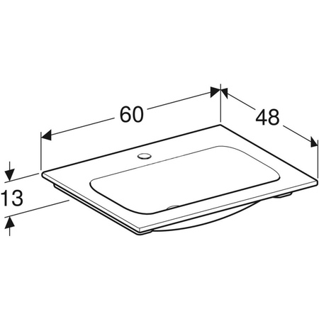 Umywalka iCon meblowa 60 cm, z otworem na środku, bez przelewu,