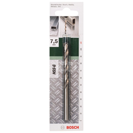 Wiertła do metalu HSS-G, DIN 338 D = 7,5 mm, L = 109 mm