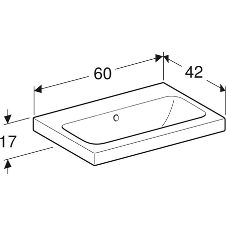 Umywalka iCon Light, krótka 60 cm, bez otworu, z przelewem,