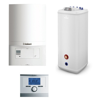 Pakiet - Kocioł gazowy jednofunkcyjny VAILLANT ecoTEC pro VC 146/5-3 kondensacyjny wiszący 5.9-15.3kW + Czujnik c.w.u.  + Regulator calorMATIC 350 + Zasobnik c.w.u Vulcan 120L stojący