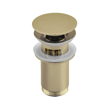 SPPMWK06OP Z-r spust.mos. G11/4 do umywalki z przelew.wysoki,z koszem przycisk duży okrągły płaski złoty