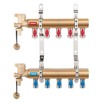 Rozdzielacz 9-drogowy z zaworami kulowymi odcinającymi obwody, standard