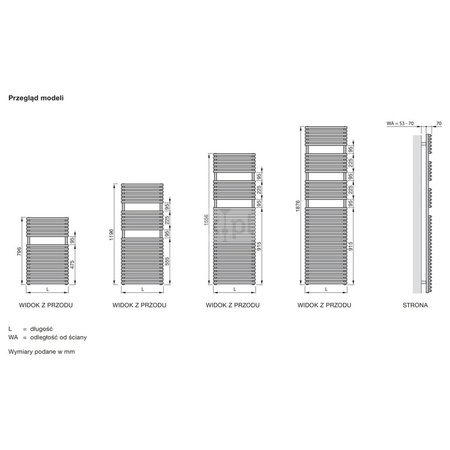 Grzejnik drabinkowy ZEHNDER Ovida Bow, 1556/497mm, kolor Chrom, moc 527W