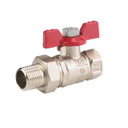 SENA VA30 zawór kulowy, prosty, 3/4 GW x 1 GZ, z półśrubunkiem 3/4, uchwyt motylkowy